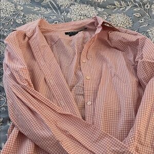 Lands' End Pink Checkered Shirt